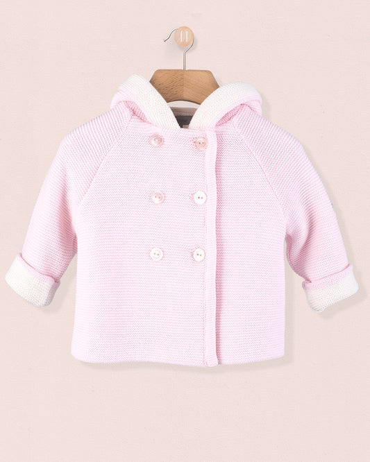Jackpot Powder Pink and White Hooded Jacket - Layette