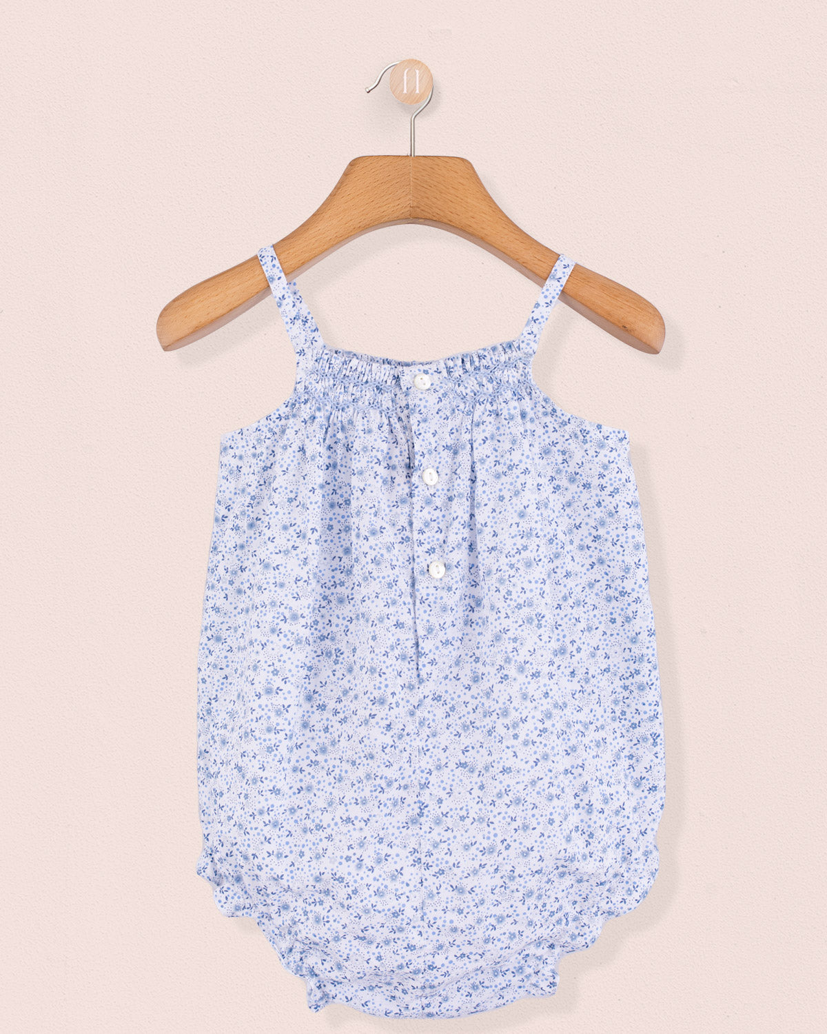 Joyeuse Petit Fleurs Bleus Smocked Bubble - Romper