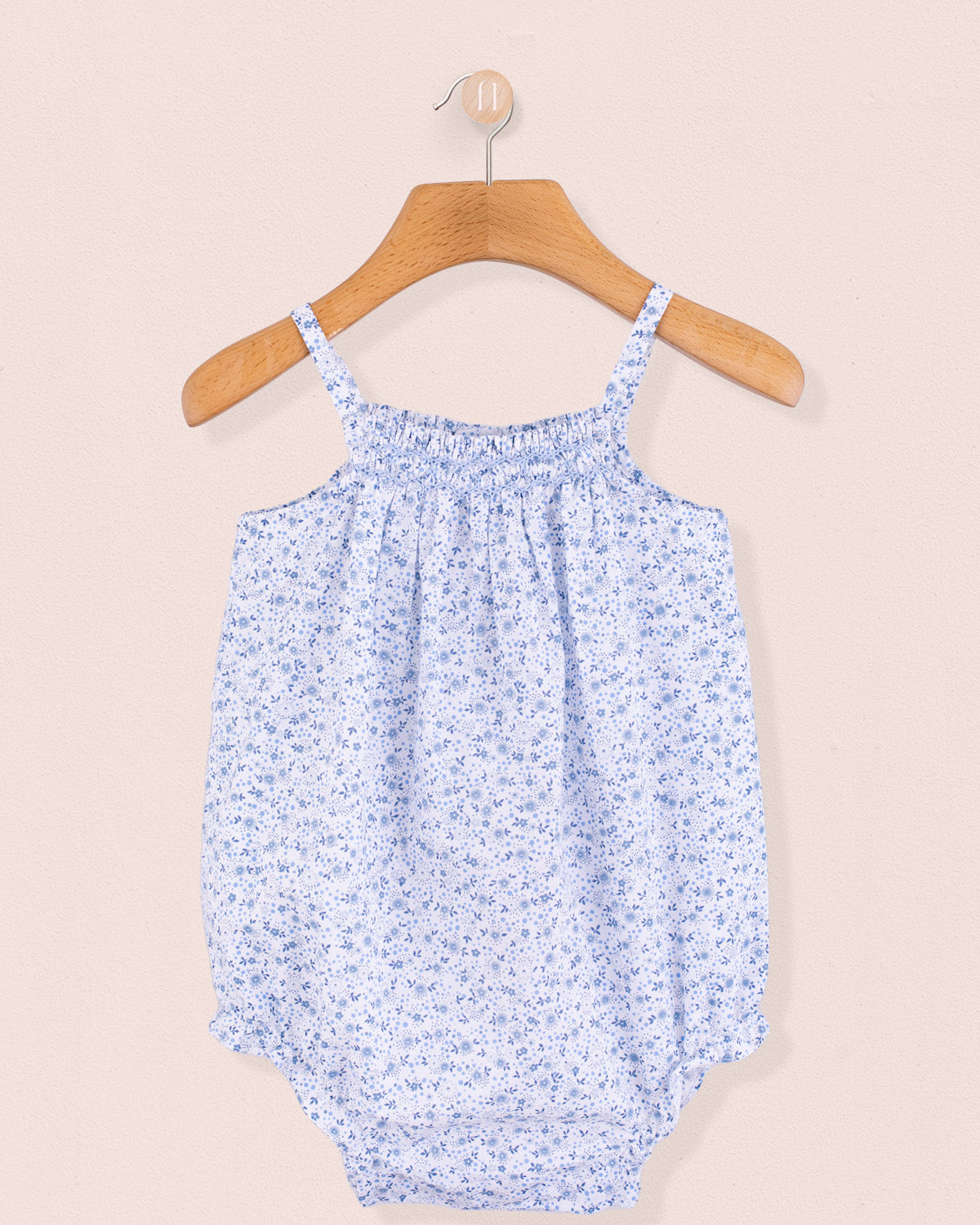 Joyeuse Petit Fleurs Bleus Smocked Bubble - Romper