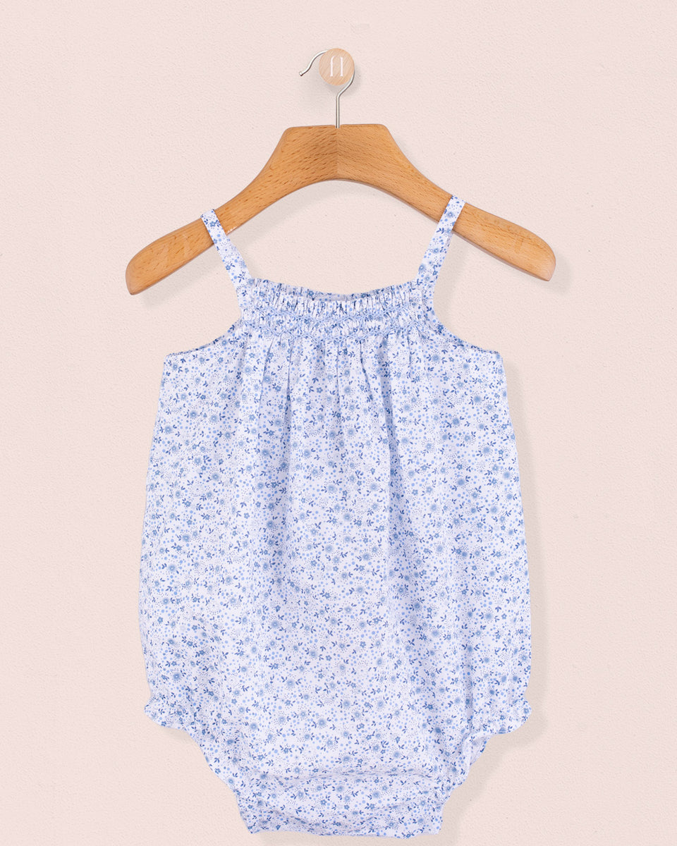 Joyeuse Petit Fleurs Bleus Smocked Bubble