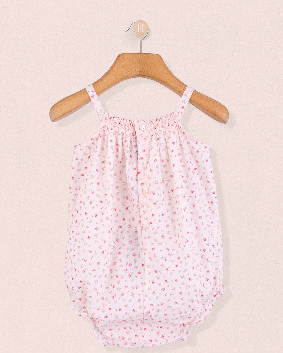 Joyeuse Petit Fleurs Roses Smocked Bubble - Romper