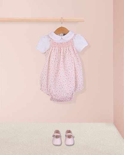 Joyeuse Petit Fleurs Roses Smocked Bubble - Romper