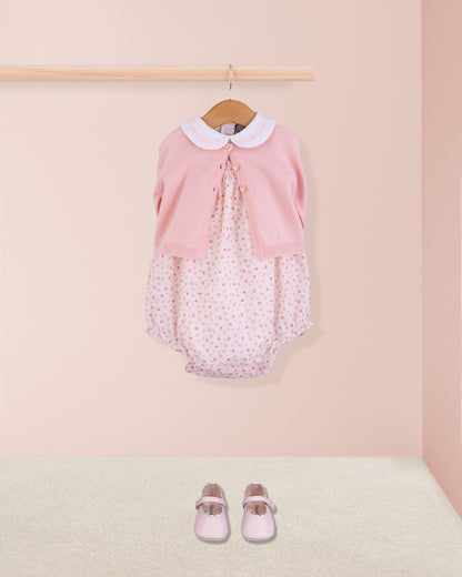 Joyeuse Petit Fleurs Roses Smocked Bubble - Romper