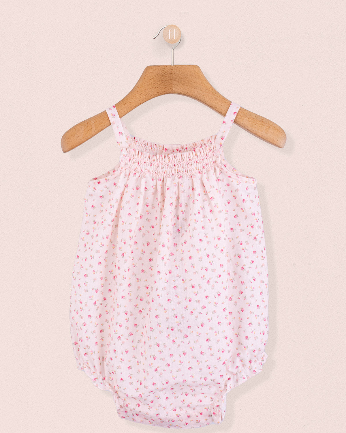 Joyeuse Petit Fleurs Roses Smocked Bubble - Romper
