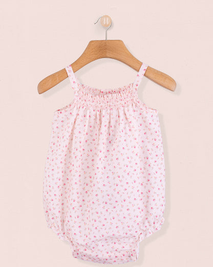 Joyeuse Petit Fleurs Roses Smocked Bubble - Romper