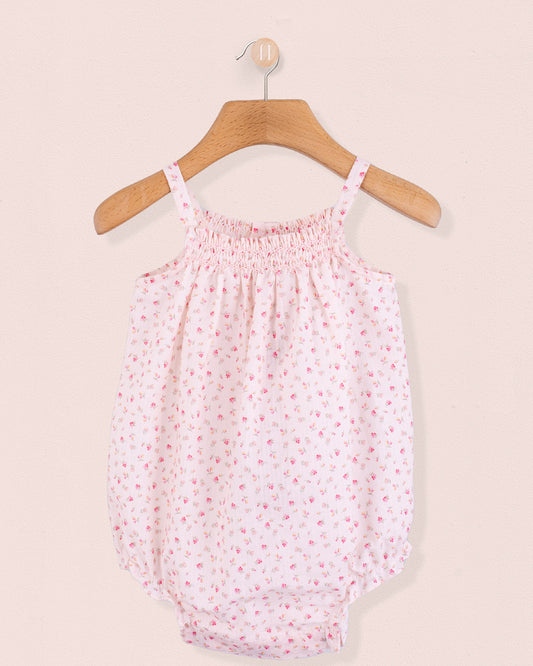 Joyeuse Petit Fleurs Roses Smocked Bubble - Romper