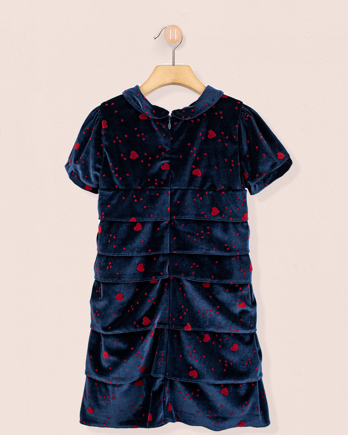 Juliette Italian Navy Hearts Velvet Dress - Dress