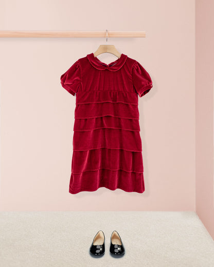 Juliette Italian Red Velvet Dress - Dress