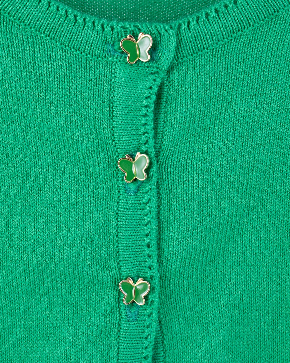 Betsy Kelly Green Cardigan with Butterfly Buttons - Cardigan