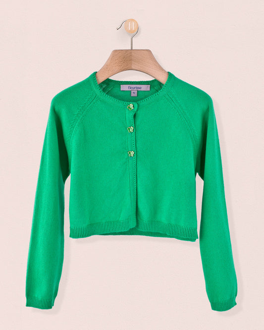 Betsy Kelly Green Cardigan with Butterfly Buttons - Cardigan