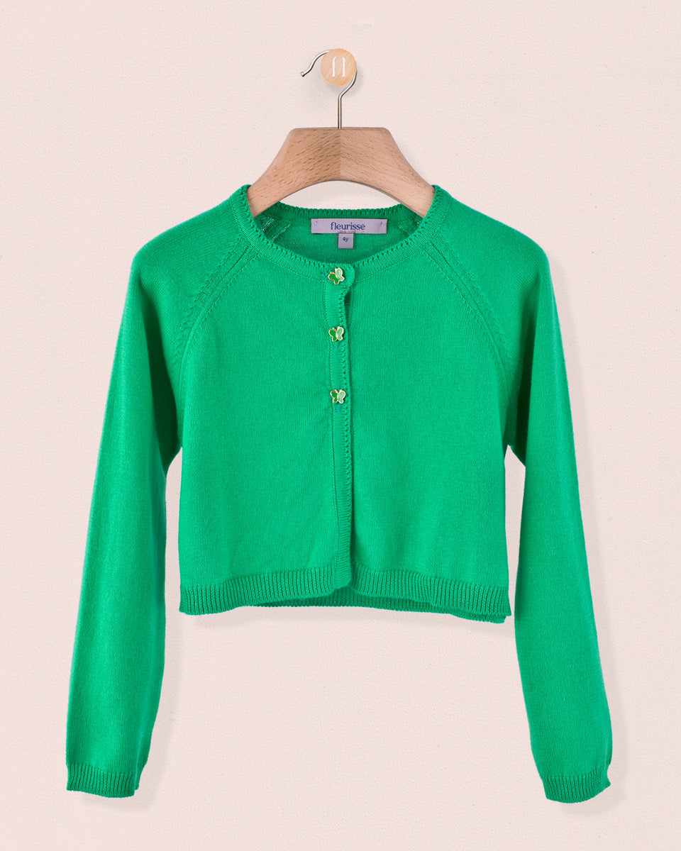 Betsy Kelly Green Cardigan with Butterfly Buttons