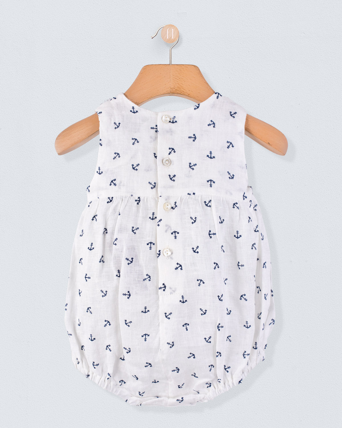 Kennedy Linen Anchors Smocked Romper - Romper