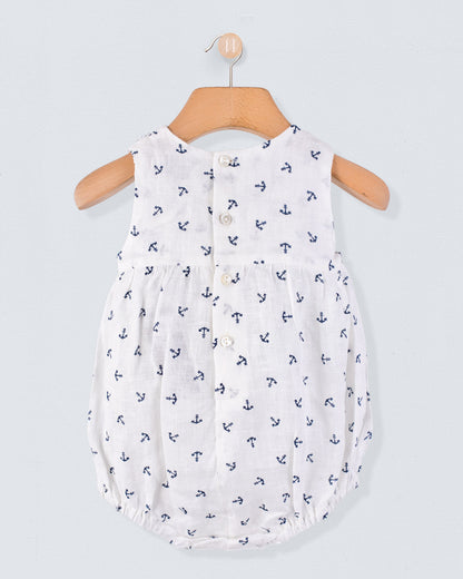 Kennedy Linen Anchors Smocked Romper - Romper