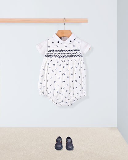 Kennedy Linen Anchors Smocked Romper - Romper