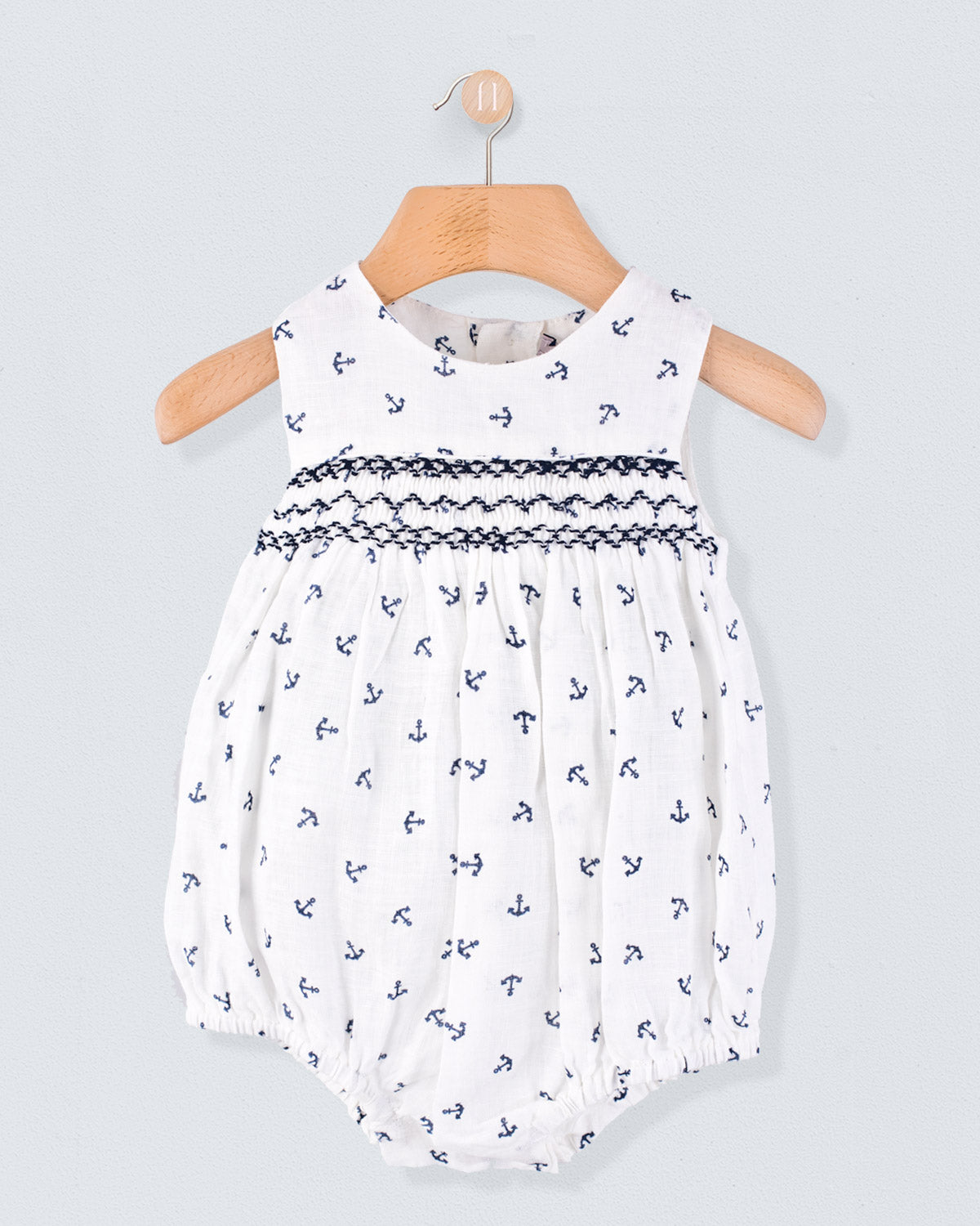 Kennedy Linen Anchors Smocked Romper - Romper