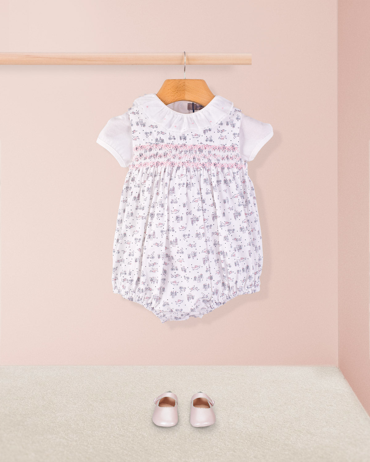 Kennedy Mini Pink Doggies Smocked Bubble - Romper