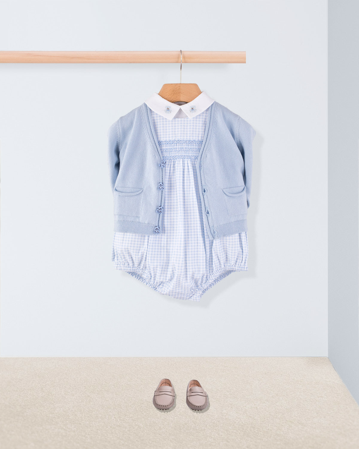 Kensington Pastel Blue Gingham Smocked Romper - Romper