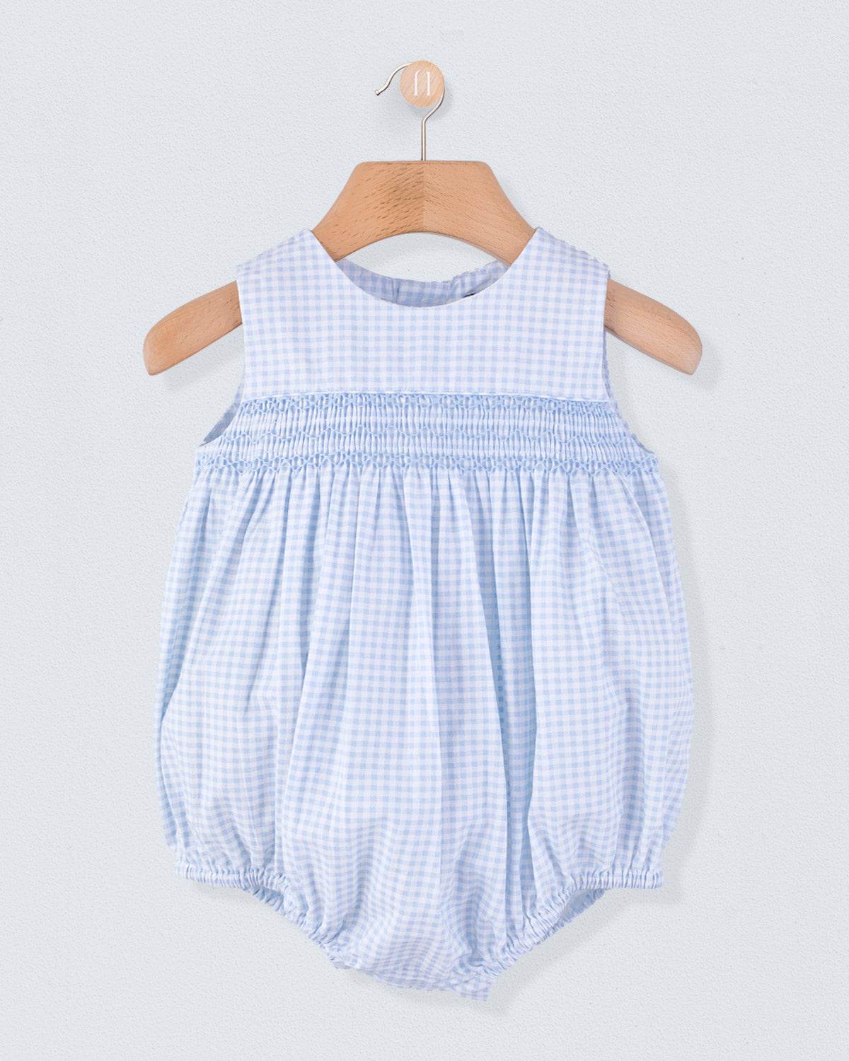 Kensington Pastel Blue Gingham Smocked Romper - Romper
