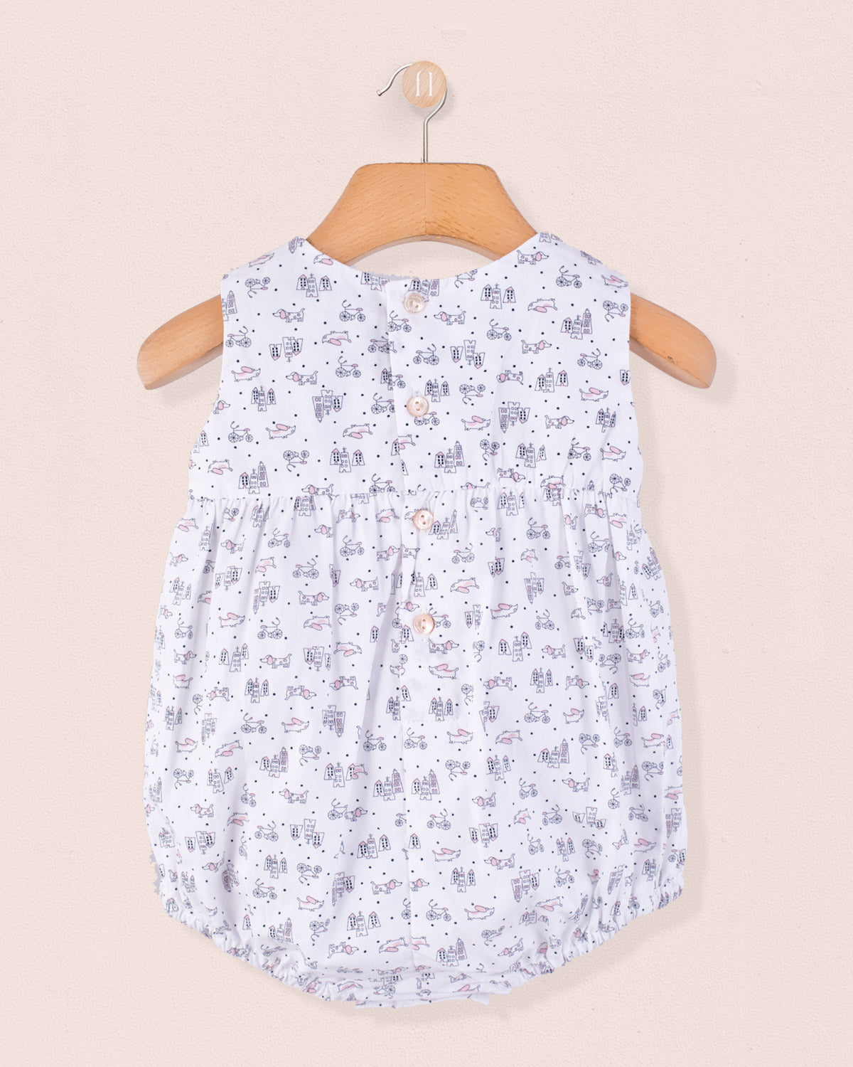 Kennedy Mini Pink Doggies Smocked Bubble - Romper