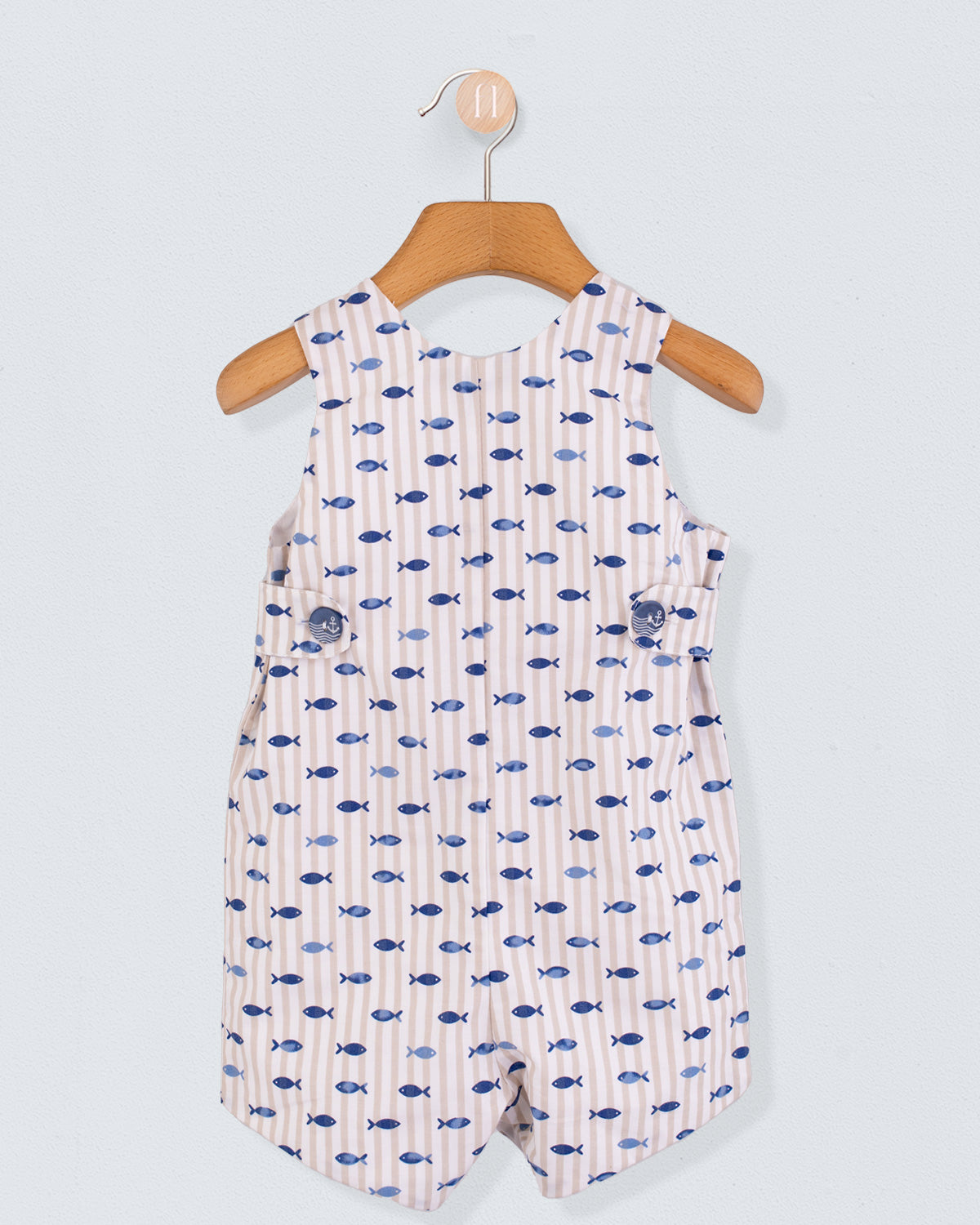 Kennedy Beige Stripe Fish Romper - Romper