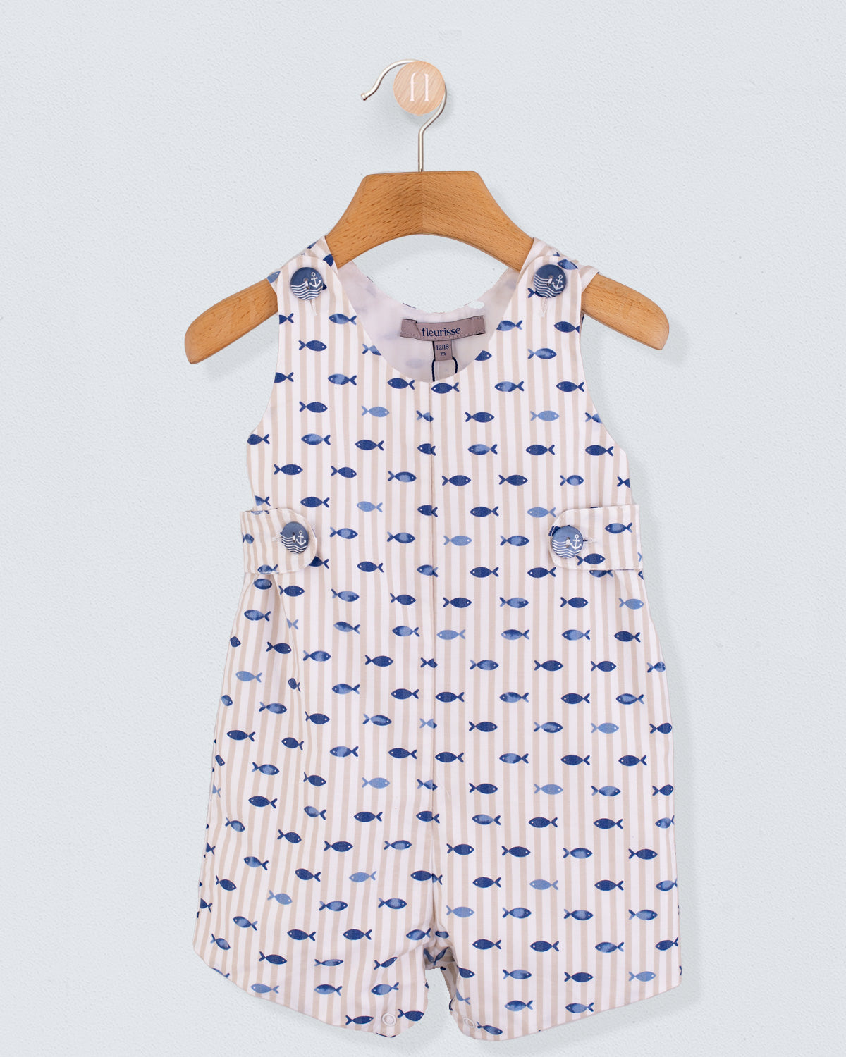 Kennedy Beige Stripe Fish Romper - Romper