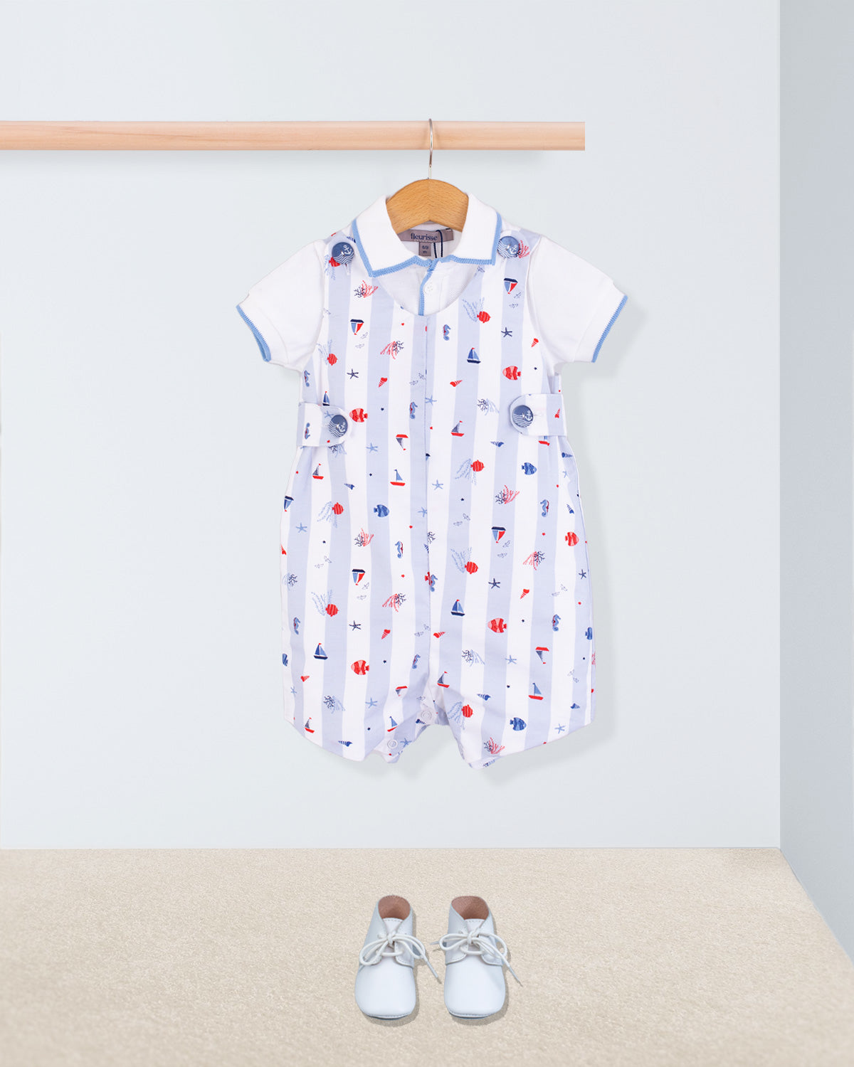 Kennedy Blue Nautical Stripe Romper - Romper