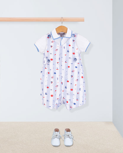 Kennedy Blue Nautical Stripe Romper - Romper