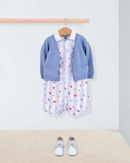 Kennedy Blue Nautical Stripe Romper - Romper