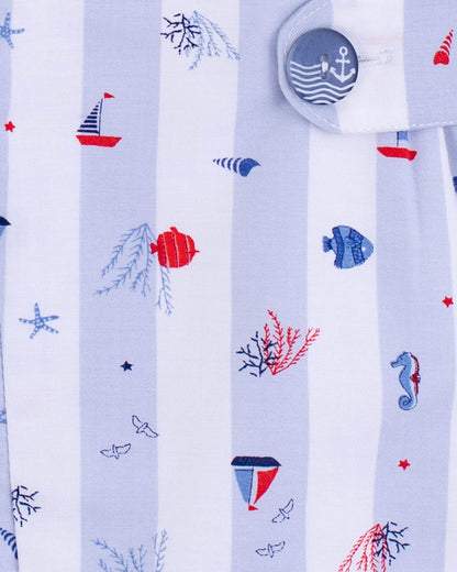 Kennedy Blue Nautical Stripe Romper - Romper