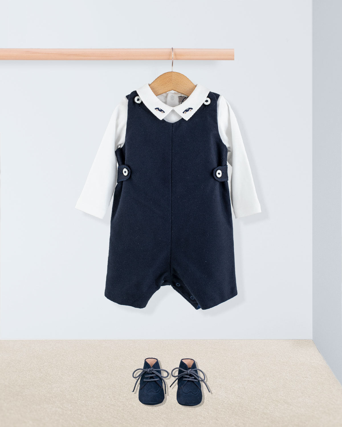 Kennedy Italian Navy Flannel Romper - Romper