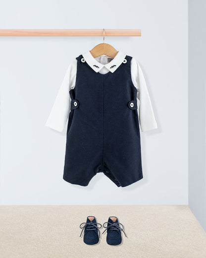 Kennedy Italian Navy Flannel Romper - Romper