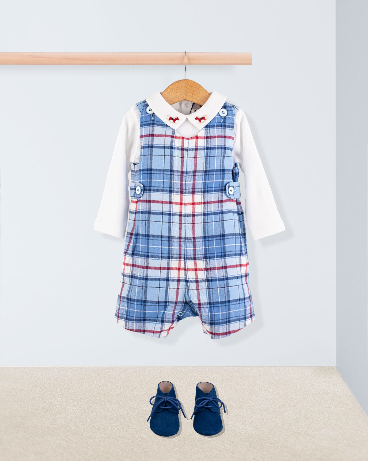 Kennedy Italian Royal Check Flannel Romper - Romper
