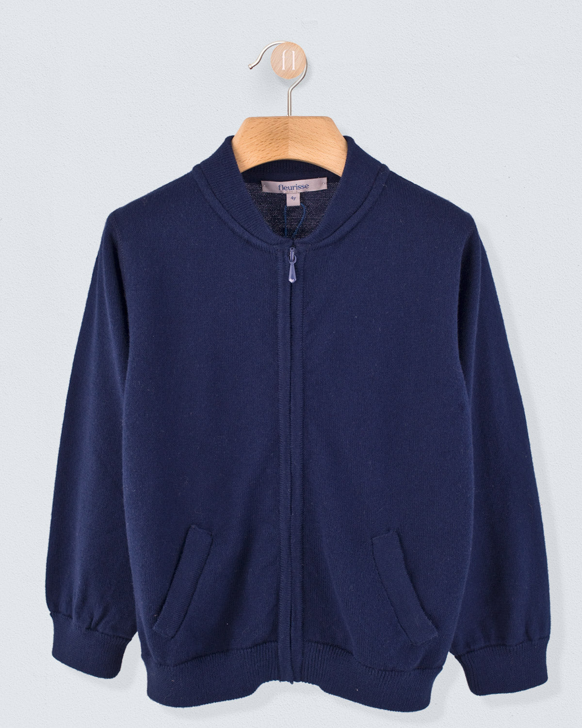Kingswood Navy Cotton Zipper Sweater - Sweater