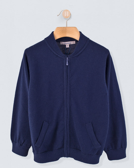 Kingswood Navy Cotton Zipper Sweater - Sweater