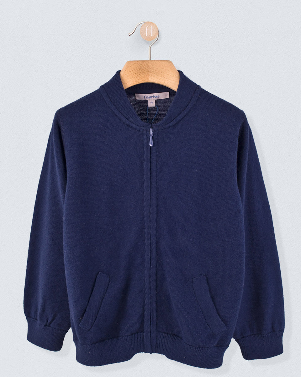 Kingswood Navy Cotton Zipper Sweater