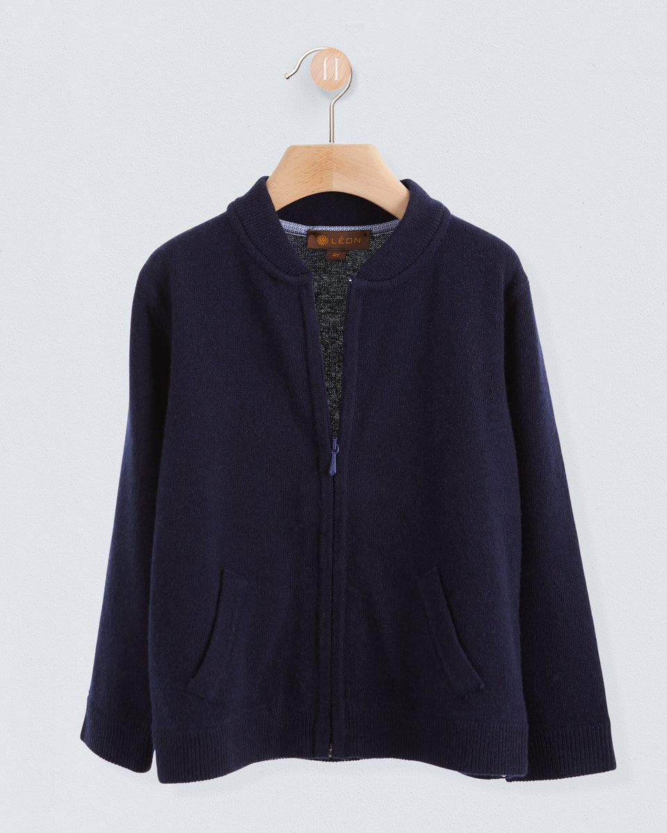 Knightsbridge Navy Cashmere Blend Zipper Sweater