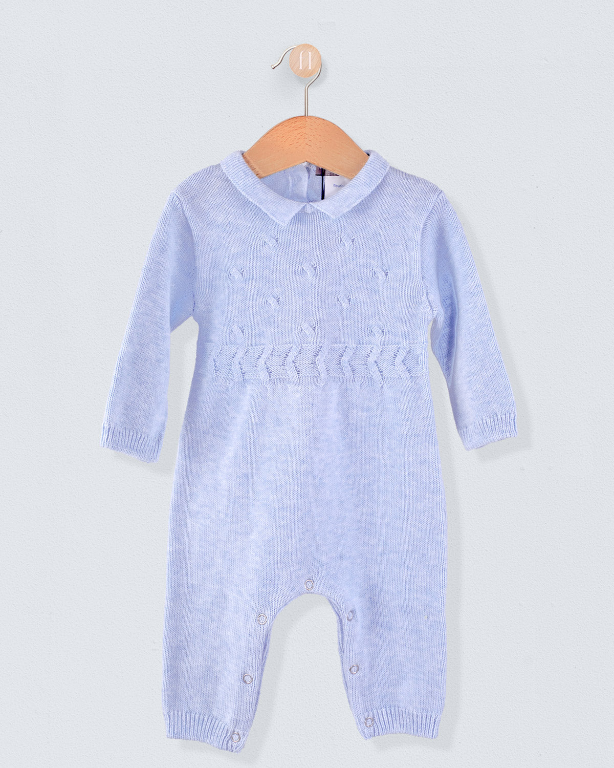 Take Me Home Knit Baby Blue Melange - Romper