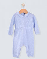 Take Me Home Knit Baby Blue Melange Romper