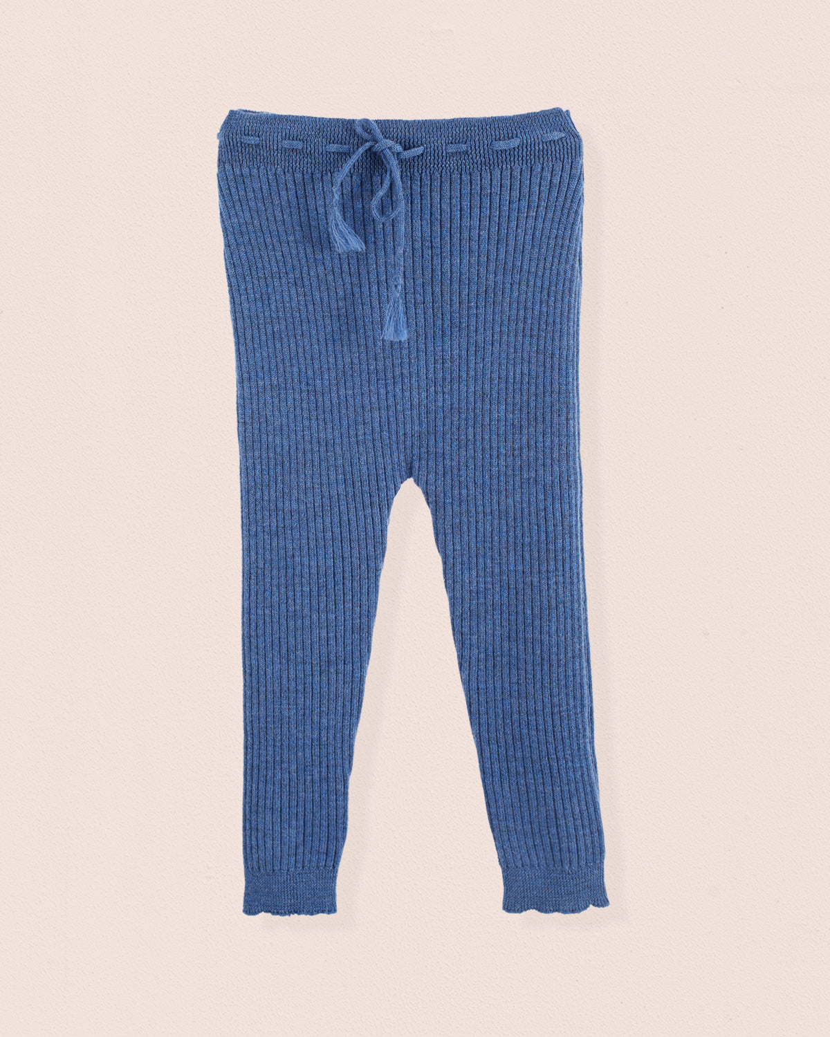 Ribbed Blue Mélange Knit Legging - Legging