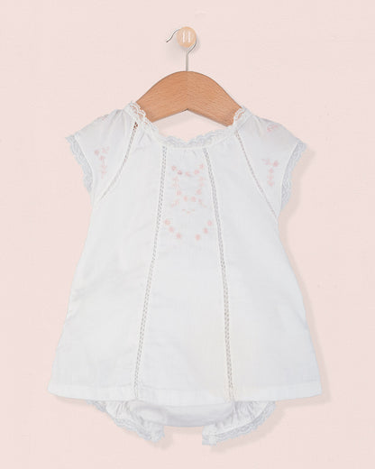 Duchesse Lace White Voile 2-Pcs Set - Romper