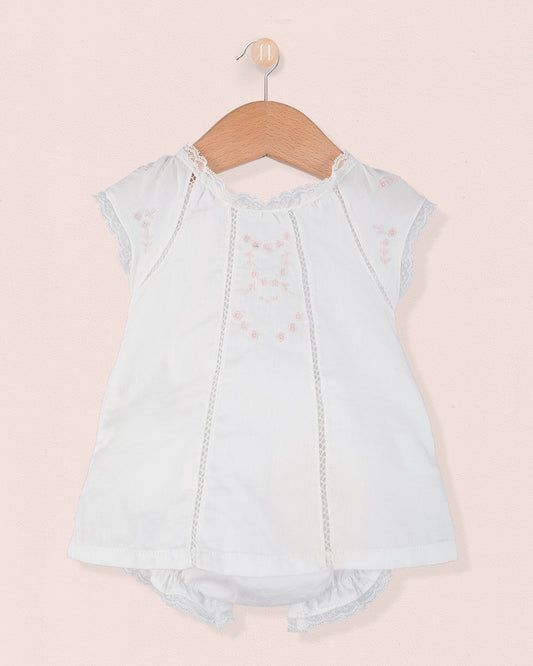 Duchesse Lace White Voile 2-Pcs Set - Romper