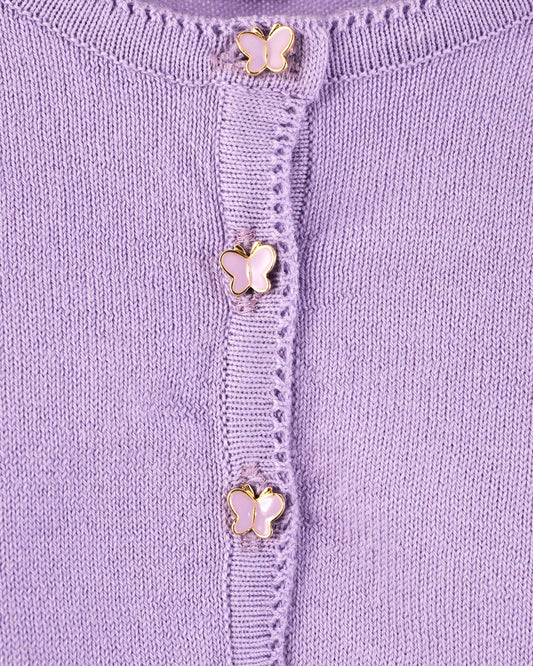 Betsy Lavender with Butterfly Buttons - Cardigan