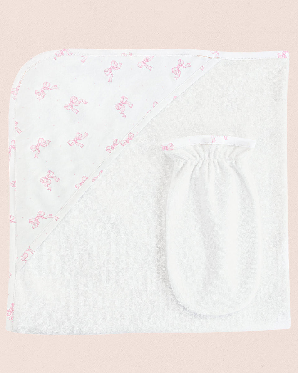 Pima Baby Towel Pink Bows