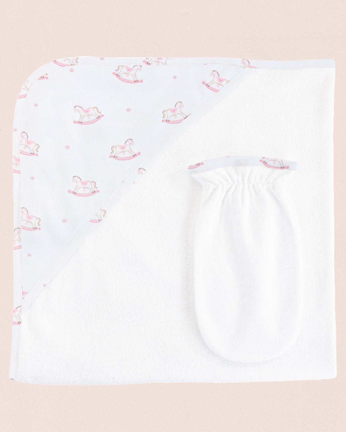 Pima Pink Rocking Horses Towel - Layette