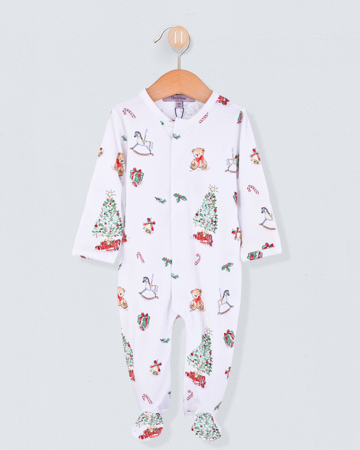 Pima Christmas Stretchie with snaps on hanger