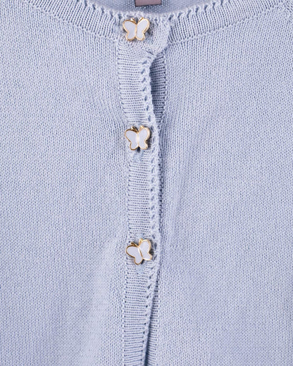 Betsy Light Blue Cardigan with Butterfly Buttons - Cardigan