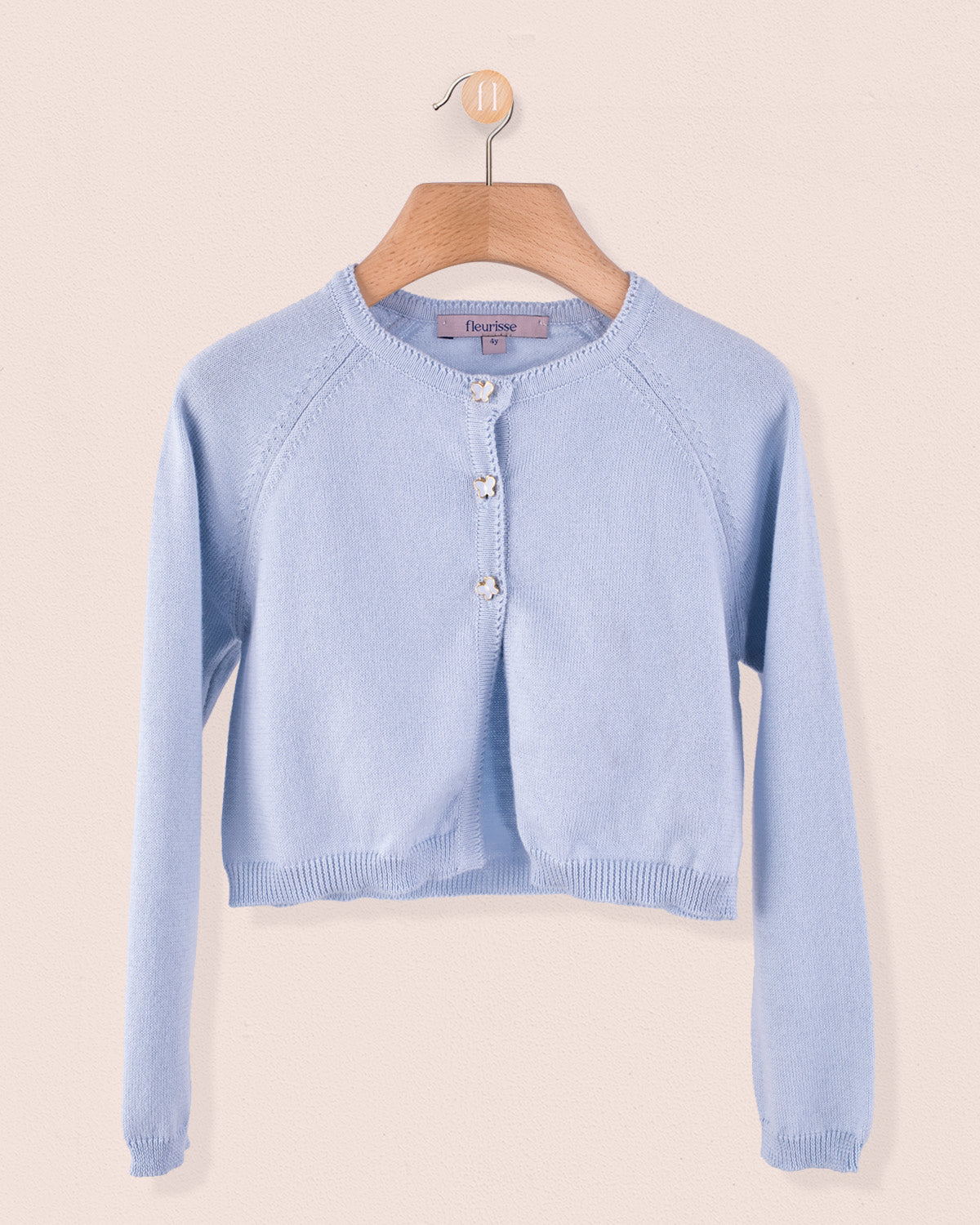 Betsy Light Blue Cardigan with Butterfly Buttons - Cardigan