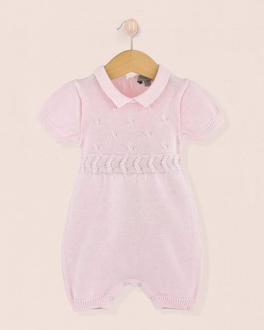 Cherie Pink Cotton Knit - Romper