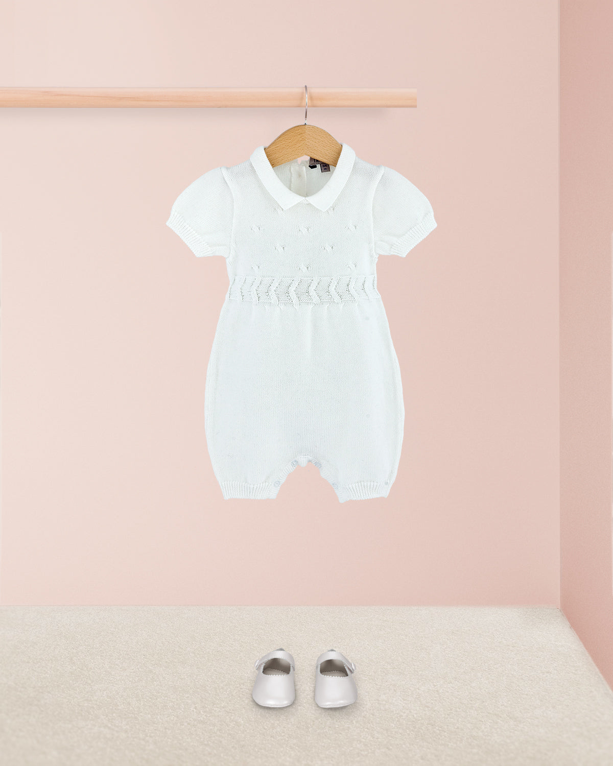 Chérie White Cotton Knit - Romper