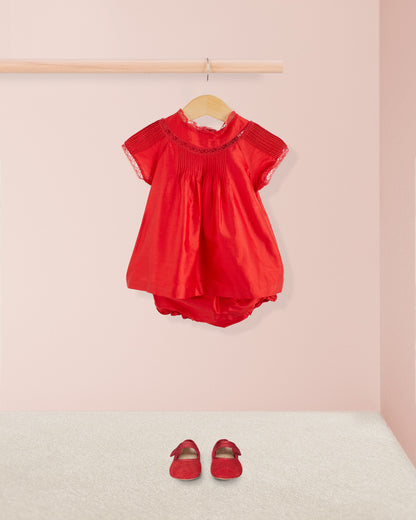 Lola Red Silk Dressy Set - Baby Dress